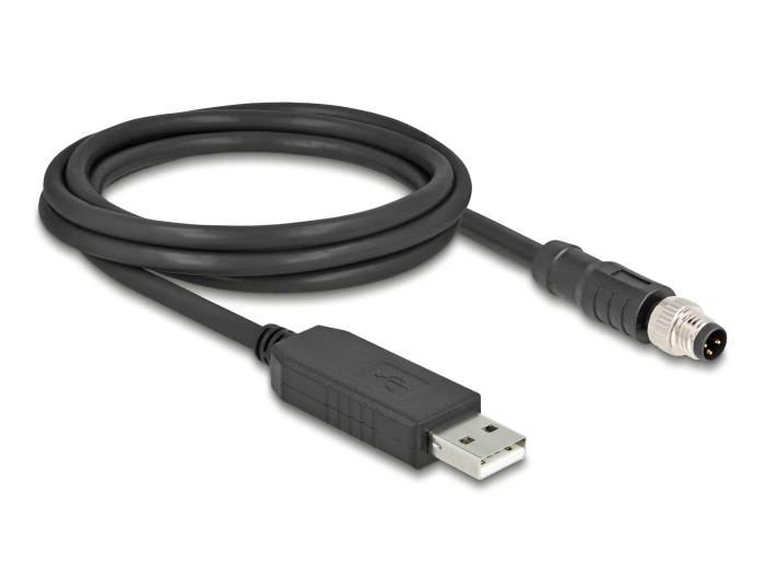 Delock M8 Serielles Anschlusskabel mit FTDI Chipsatz, USB 2.0 Typ-A Stecker zu M8 RS-232 Stecker A-kodiert 3 Pin 1,8 m schwarz #2 