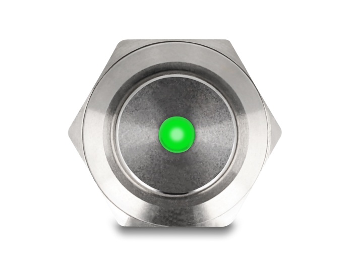Delock Drucktaster zum Einbau 12 mm 4 x Lötanschluss LED grüner Punkt #3 