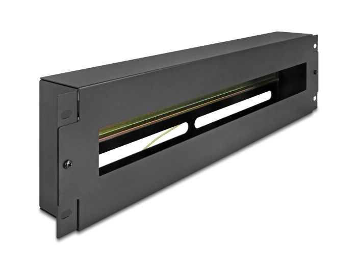 Delock 19″ Schutzschalterleiste mit Abdeckung und Hutschiene 3 HE Metall schwarz #1 