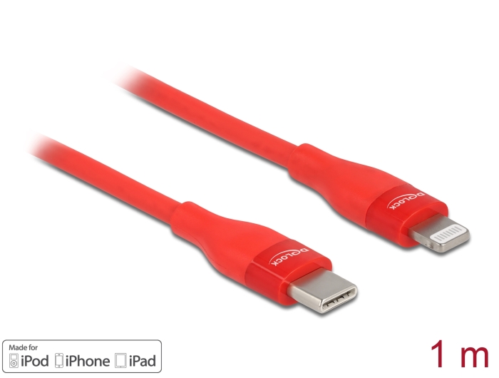 Delock Daten- und Ladekabel USB Type-C™ zu Lightning™ für iPhone™, iPad™ und iPod™ rot 1 m MFi #1 