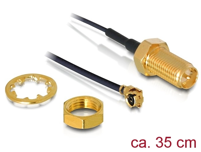 Delock Antennenkabel RP-SMA Buchse zum Einbau zu MHF® I Stecker #3 