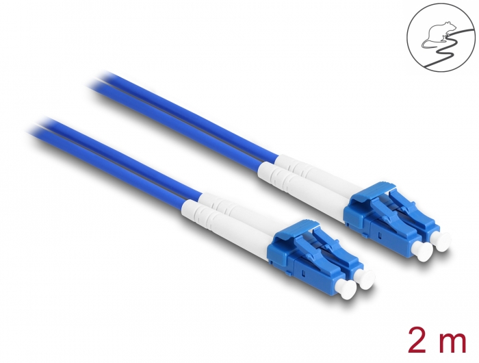 Delock LWL Kabel mit Metallarmierung LC Duplex zu LC Duplex Singlemode OS2 2 m #1 
