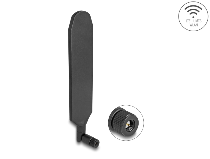 Delock LTE GNSS Antenne SMA Stecker 1,5 - 3,0 dBi omnidirektional drehbar mit Kippgelenk schwarz #1 