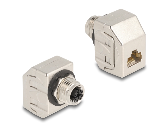 Delock M12 Adapter X-kodiert 8 Pin Buchse zu RJ45 Buchse Cat.6A STP Metall #4 