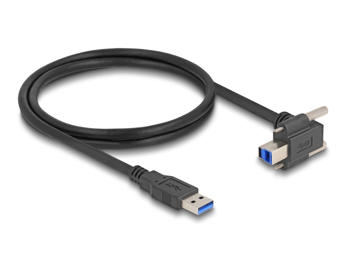 Delock USB 5 Gbps Kabel USB Typ-A Stecker gerade zu USB Typ-B Stecker mit Schraubenabstand 22 mm 90° nach oben gewinkelt 1 m schwarz #2 