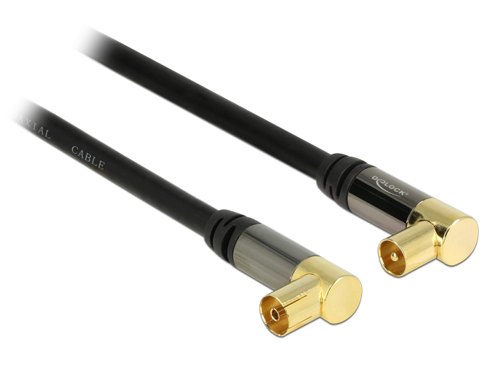 Delock Antennenkabel IEC Stecker gewinkelt > IEC Buchse gewinkelt RG-6/U 1 m schwarz #2 