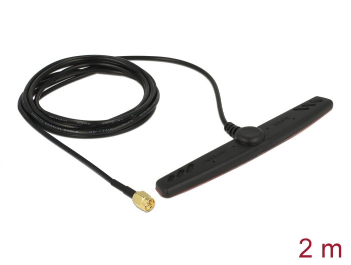 Delock GSM UMTS LTE Antenne SMA Stecker 2,5 dBi 2 m RG-174 omnidirektional Klebemontage #1 
