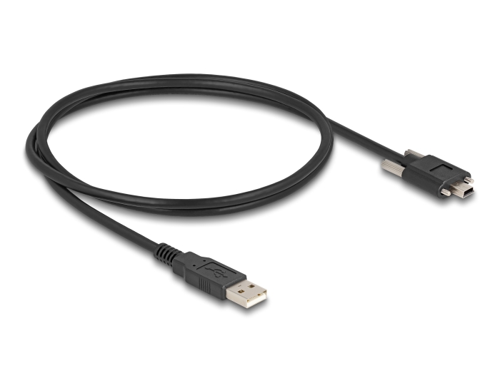 Delock USB 2.0 Kabel Typ-A Stecker zu Typ Mini-B Stecker mit Schraubenabstand 13 mm 1 m schwarz #2 