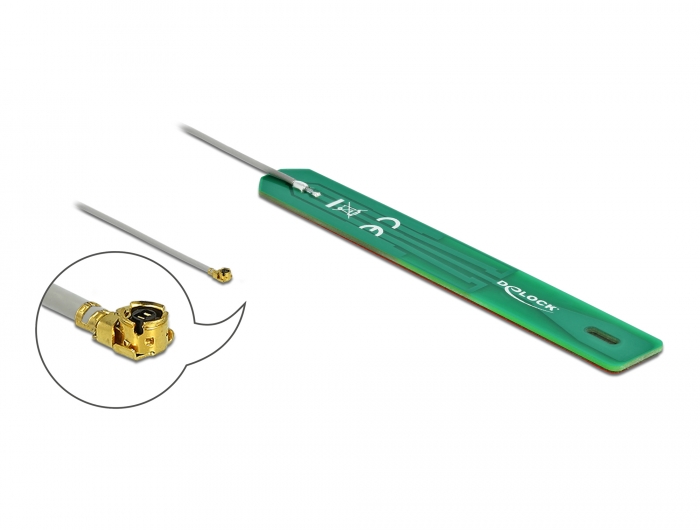 Delock LPWAN Antenne 880 - 960 MHz I-PEX Inc., MHF® I Stecker 2 dBi 1.13 7,5 cm PCB intern Klebemontage #1 