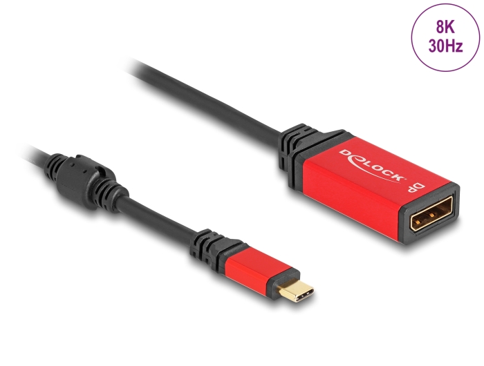 Delock USB Type-C™ zu DisplayPort Adapter (DP Alt Mode) 8K 30 Hz mit HDR Funktion rot #1 