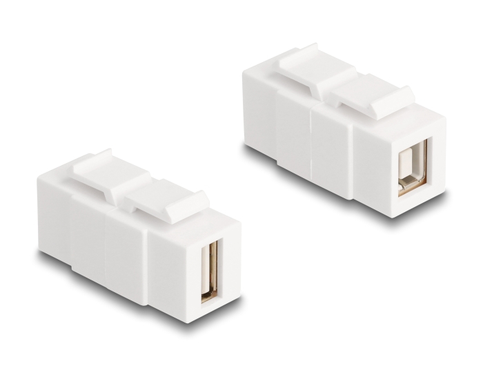 Delock Keystone Modul USB 2.0 Typ-A Buchse zu USB 2.0 Typ-B Buchse beidseitig einbaubar weiß #1 
