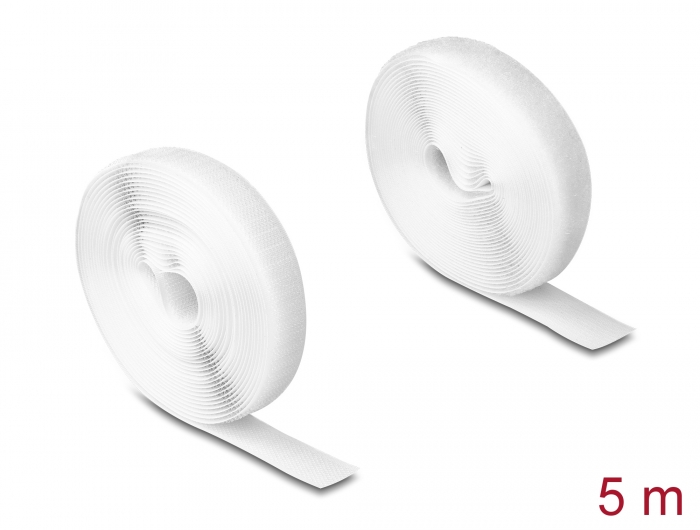 Delock Strapazierfähiges Klettband mit Haft- und Flauschband L 5 m x B 20 mm weiß #1 