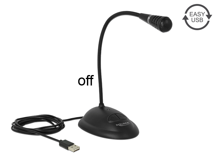 Delock USB Schwanenhals Mikrofon mit Standfuß und Mute + On / Off Taste #1 