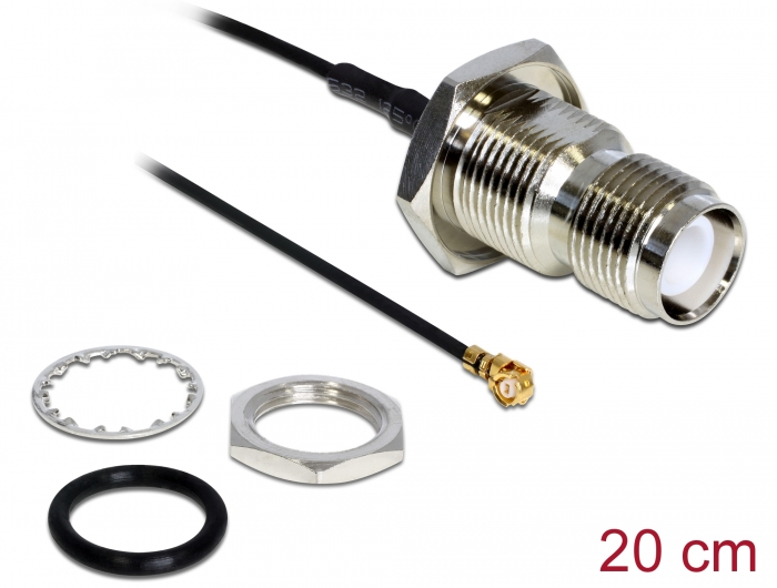 Delock Antennenkabel RP-TNC Buchse zum Einbau zu I-PEX Inc., MHF® I Stecker 1.37 20 cm spritzwassergeschützt #1 