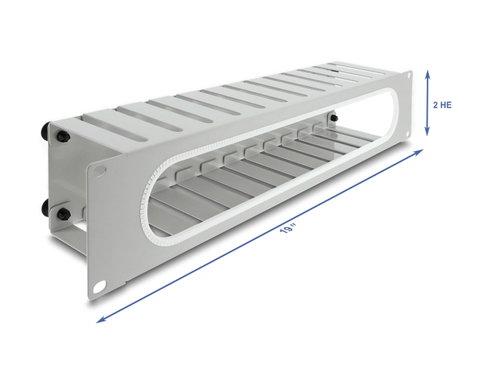 Delock 19″ 2 HE Kabelmanagement Rangierpanel mit Öffnung und Kantenschutz grau #1 