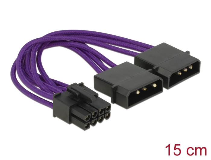 Delock Stromkabel PCI Express 8 Pin Stecker > 2 x 4 Pin Stecker Textilummantelung violett #1 