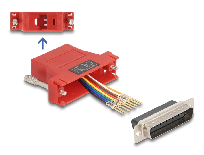 Delock D-Sub 25 Pin Stecker zu RJ45 Buchse Montagesatz rot #1 