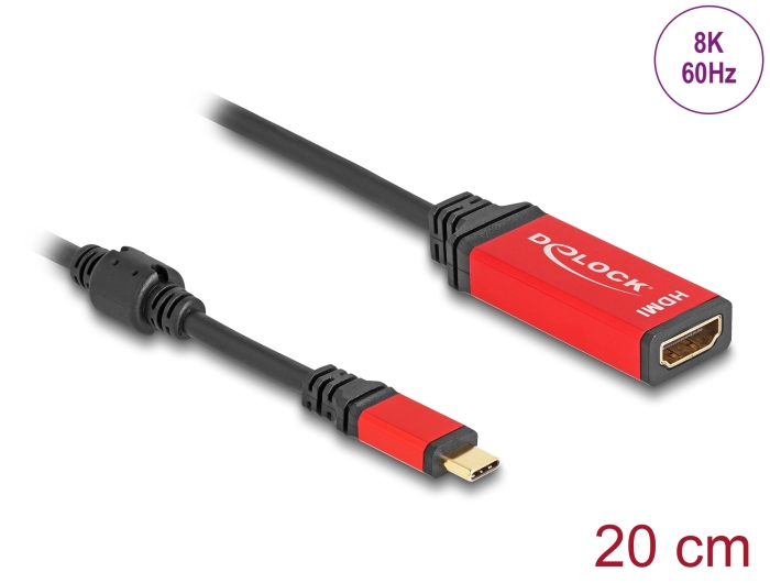 Delock USB Type-C™ zu HDMI Adapter (DP Alt Mode) 8K 60 Hz mit HDR Funktion rot #1 