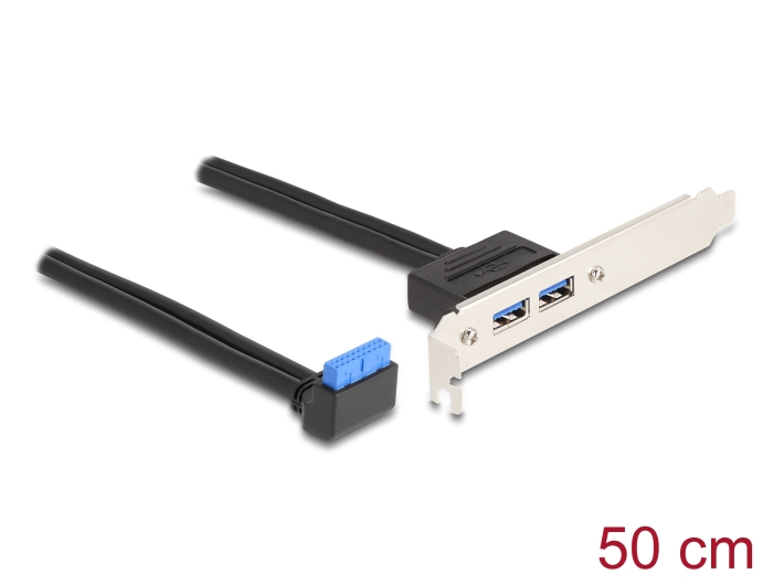 Delock Slotblech 1 x USB 5 Gbps Pfostenbuchse 90° gewinkelt zu 2 x USB 5 Gbps Typ-A Buchse 50 cm #1 