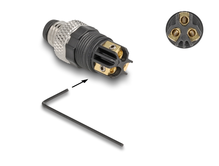 Delock M8 Steckverbinder A-kodiert 3 Pin Stecker zur Montage mit Schraubanschluss #4 