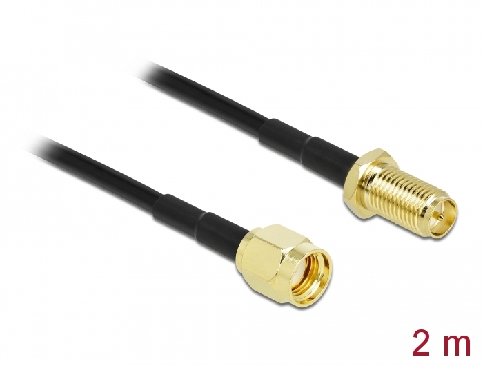 Delock Antennenkabel RP-SMA Stecker zu RP-SMA Buchse LMR/CFD100 2 m low loss #1 