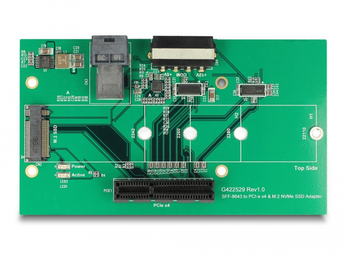 Delock U.2 SFF-8643 Adapter zu PCIe x4 oder M.2 Key M Slot mit Befestigungsplatte #5 