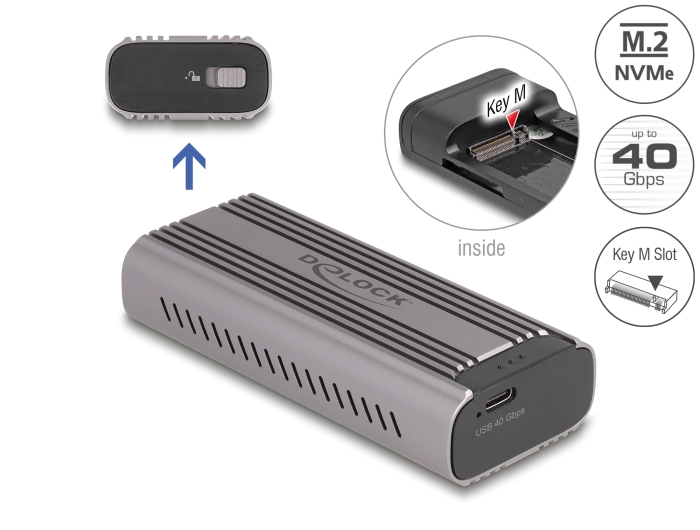 Delock USB Type-C™ 40 Gbps Gehäuse für 1 x M.2 NVMe PCIe SSD #1 
