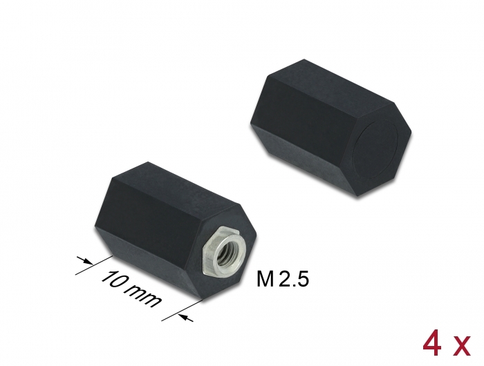 Delock Abstandshalter M2.5, Sechskant, Innen, 10 mm schwarz 4 Stück #1 
