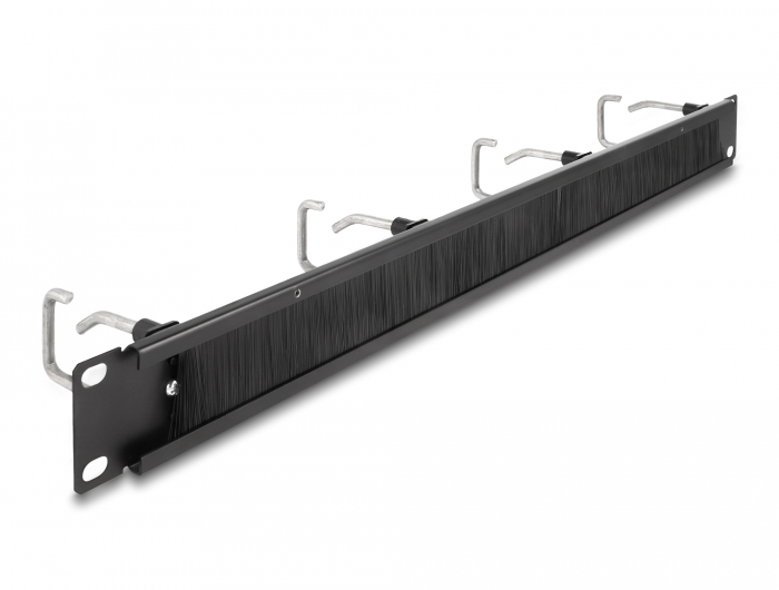 Delock 19″ Kabelmanagement Bürstenleiste mit 4 Metallbügel 1 HE schwarz #2 