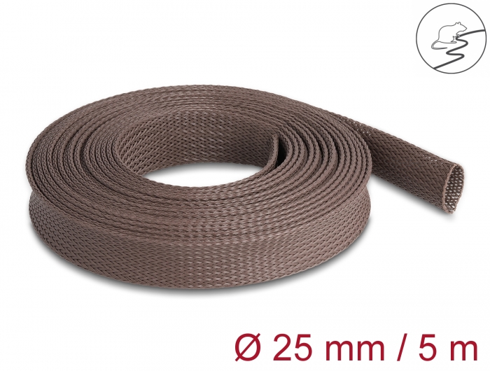 Delock Geflechtschlauch nagerfest dehnbar 5 m x 25 mm braun #1 