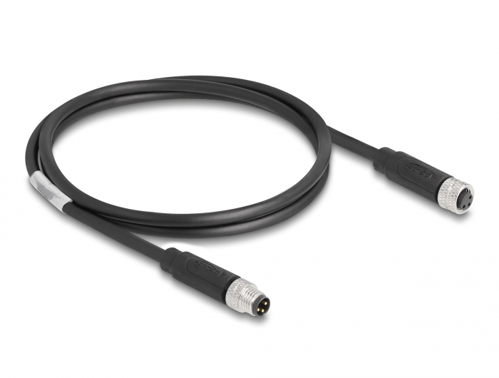 Delock M8 A-kodiert 3 Pin Kabel Stecker zu Buchse PUR (TPU) 1 m #2 