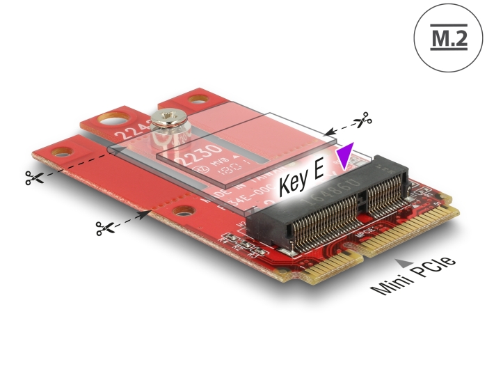 Delock Adapter Mini PCIe > M.2 Key E Slot #1 