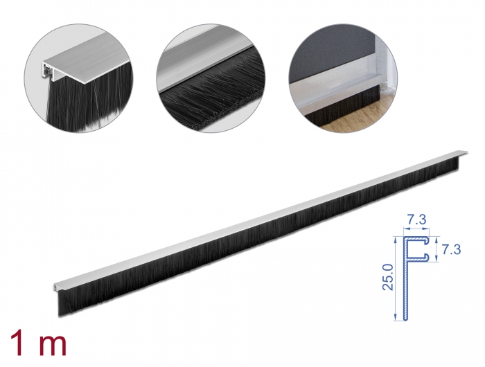 Delock Bürstenstreifen 40 mm mit Alu-Profil gewinkelt - Länge 1 m #1 