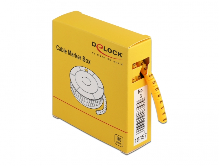 Delock Kabelmarker Box, Nr: 3, gelb, 500 Stück #1 