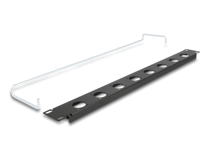 Delock 19″ D-Typ Patchpanel mit Entlastungsschiene 8 Port 1 HE schwarz #3 