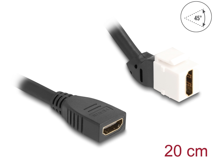 Delock Keystone Modul Kabel HDMI Buchse zu Buchse 45° gewinkelt 8K 60 Hz 20 cm schwarz #1 