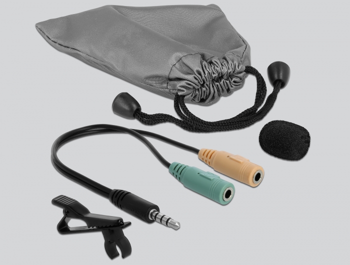 Delock Krawatten Lavalier Mikrofon Omnidirektional mit Clip 3,5 mm Klinkenstecker 3 Pin + Adapterkabel für Smartphone und Tablet #2 