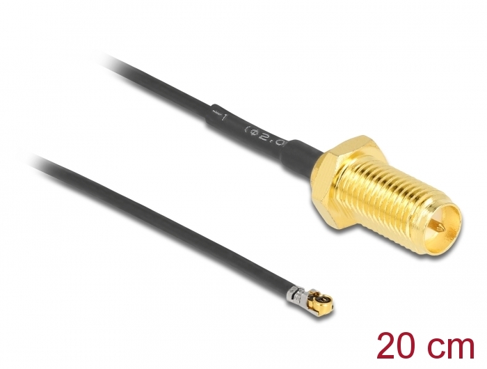 Delock Antennenkabel RP-SMA Buchse zum Einbau zu I-PEX Inc., MHF® 4L LK Stecker 1.37 20 cm Gewindelänge 10 mm #1 