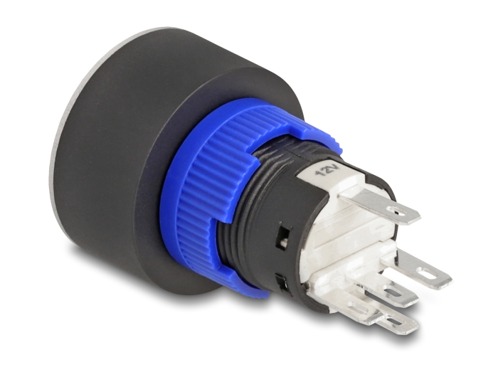 Delock Drucktaster vorstehend zum Einbau 22 mm 5 x Lötanschluss Taster flach Plastik LED weiß #2 