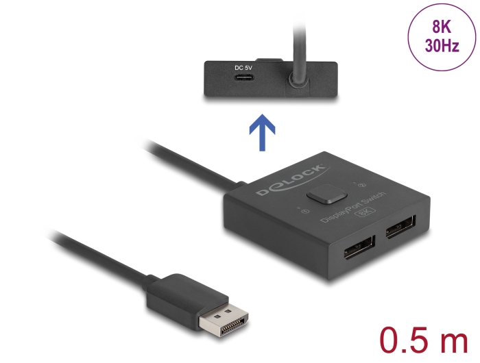 Delock DisplayPort Switch 2 auf 1 bidirektional 8K #1 