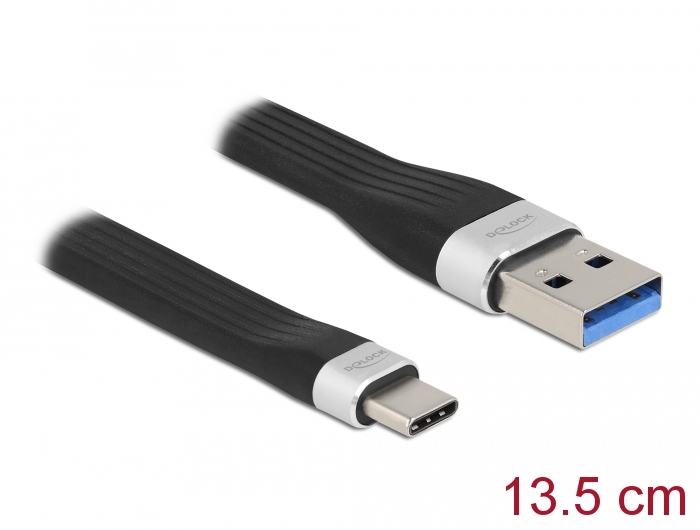 Delock USB 3.2 Gen 1 FPC Flachbandkabel USB Typ-A zu USB Type-C™ 13,5 cm PD 3 A #1 
