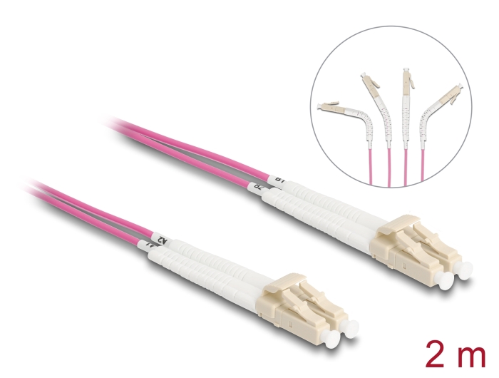 Delock LWL Kabel LC Duplex zu LC Duplex Multimode OM4 winkelbar 2 m #1 