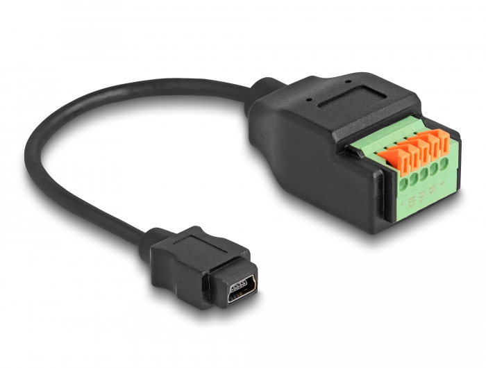Delock USB 2.0 Kabel Typ Mini-B Buchse zu Terminalblock Adapter mit Drucktaster 15 cm #2 