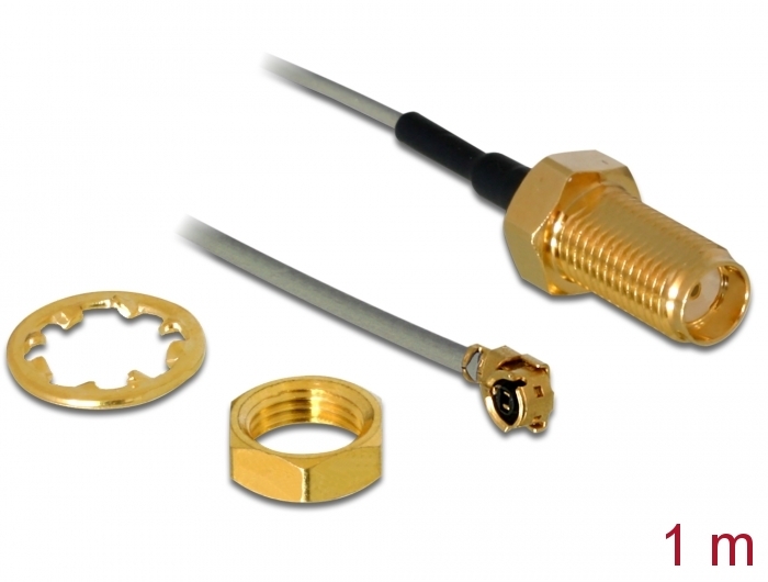 Delock Antennenkabel SMA Buchse zum Einbau zu I-PEX Inc., MHF® I Stecker 1.13 1 m Gewindelänge 10 mm #1 