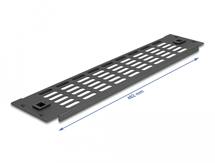 Delock 19″ Netzwerkschrank Panel mit Lüftungsschlitzen werkzeugfrei 2 HE schwarz #2 