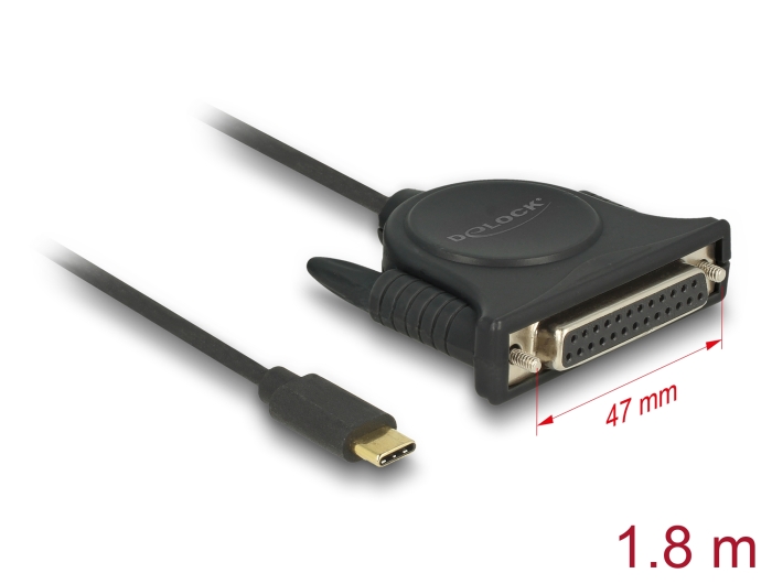 Delock Adapter USB Type-C™ 2.0 Stecker > 1 x Parallel DB25 Buchse #1 