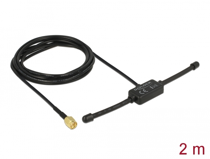 Delock ISM 433 MHz Antenne SMA Stecker 3 dBi omnidirektional starr schwarz Klebemontage #1 
