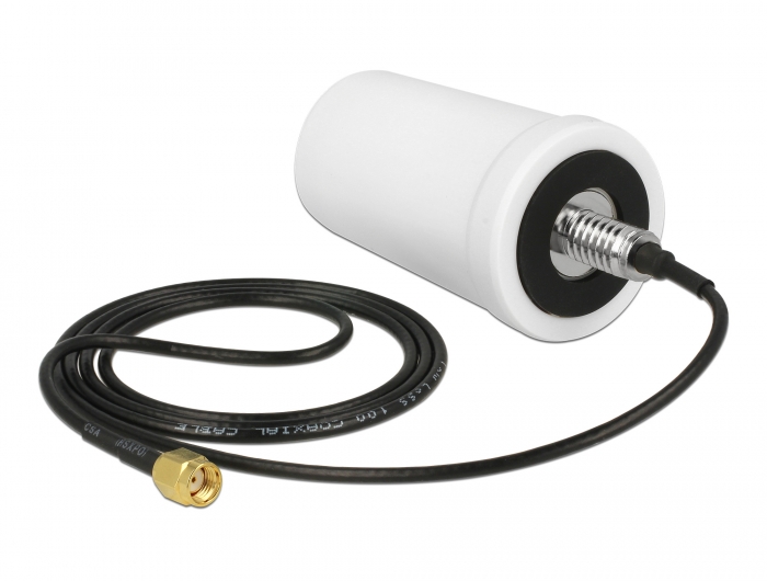 Delock WLAN 802.11 ac/a/h/b/g/n Antenne RP-SMA Stecker 1,4 - 3 dBi omnidirektional mit Anschlusskabel (ULA 100, 1 m) weiß outdoor #7 