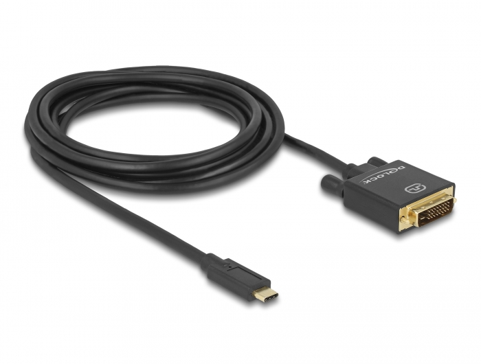 Delock Kabel USB Type-C™ Stecker > DVI 24+1 Stecker (DP Alt Mode) 4K 30 Hz 3 m schwarz #2 