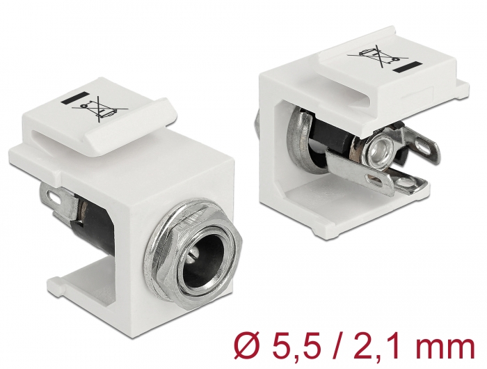 Delock Keystone Modul DC 5,5 x 2,1 mm Buchse weiß #1 